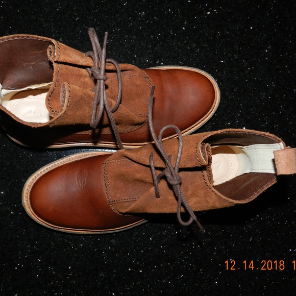 clarks leather lace up ankle boots